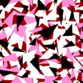 Triangle background. Seamless pattern. Geometric abstract texture. Red, pink, white and black colors. Polygonal mosaic style. Royalty Free Stock Photo